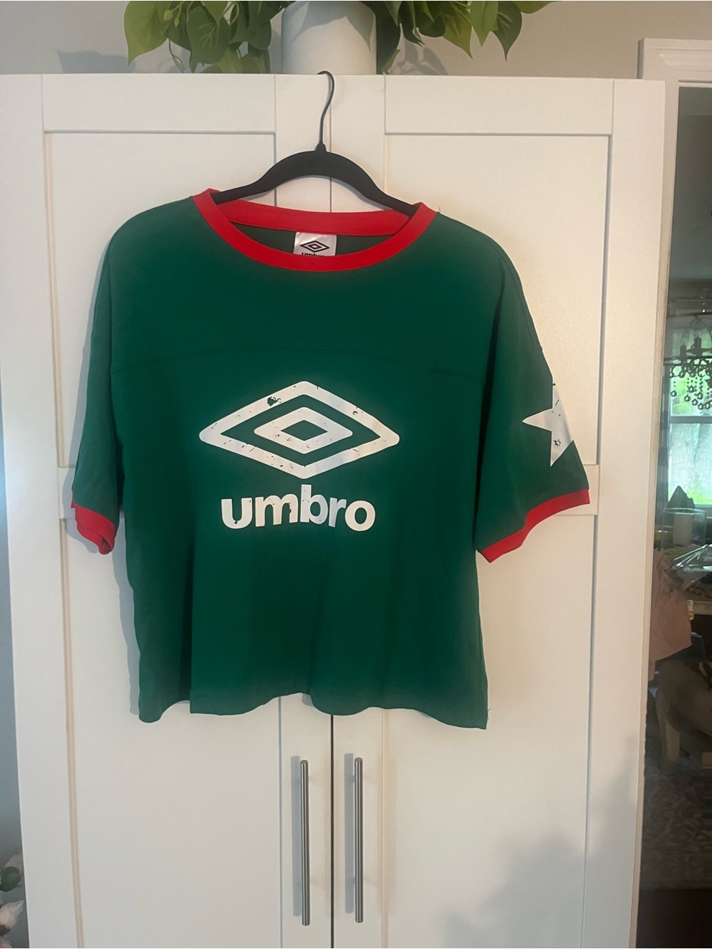 Umbro Green Tee with White Logo and Red Trim - Kids